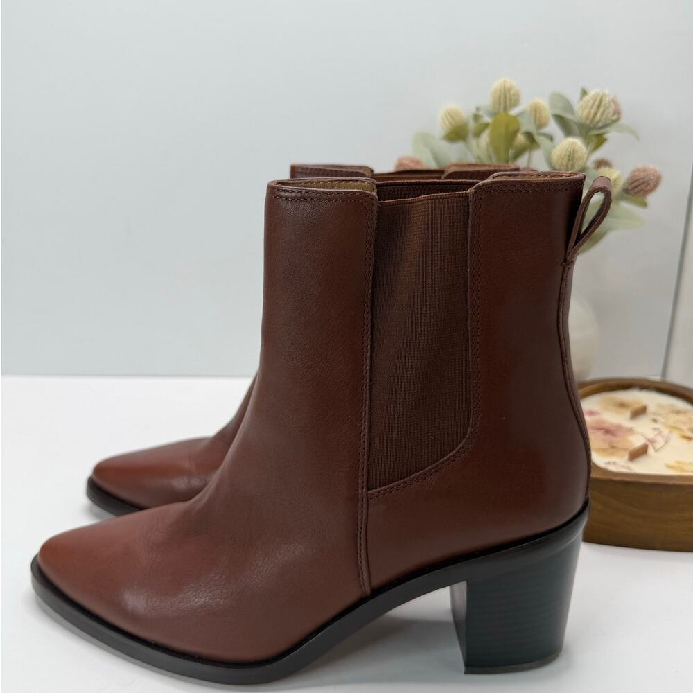 Madewell Newbury Chelsea Leather Chunky Heel Boot Apple Butter Women 11 Tried On
